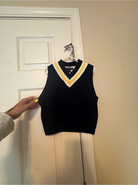 Lands' End Other - Lands' End Navy Sweater Vest with White and Yellow V‑Neck Trim